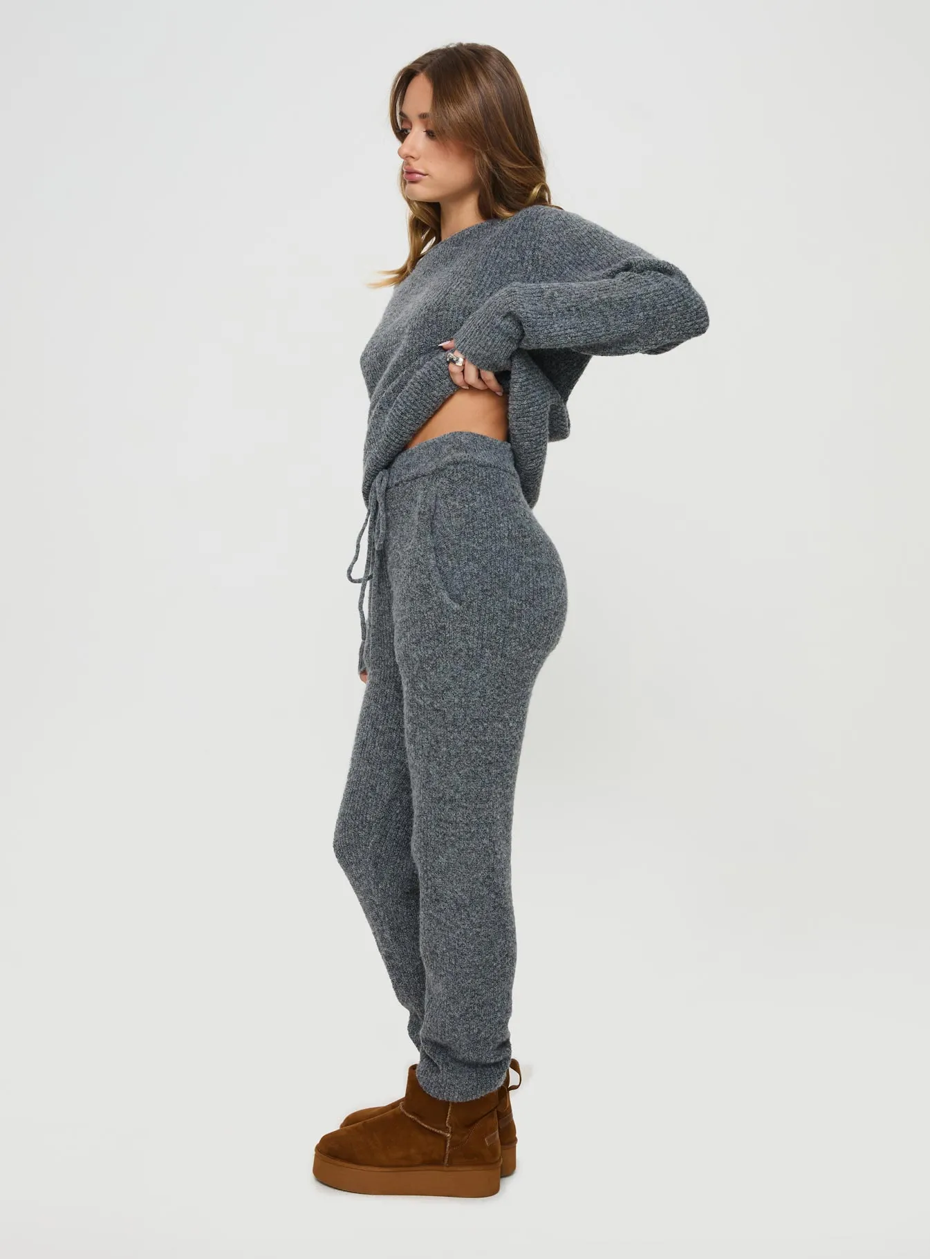 Abrams Rib Knit Pants Charcoal Marle