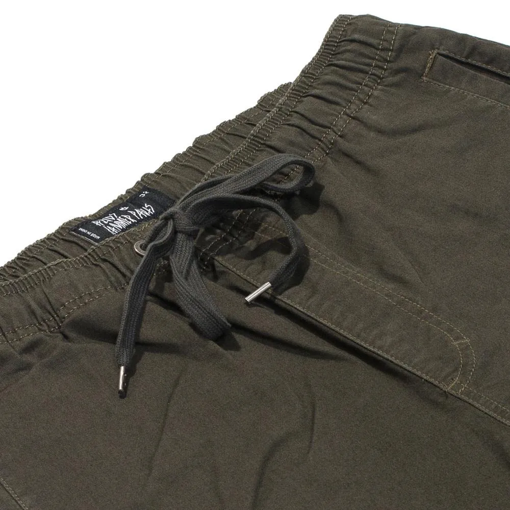 Afends Mens HAMMERPANTS - MILITARY - full elastic drill beach pant