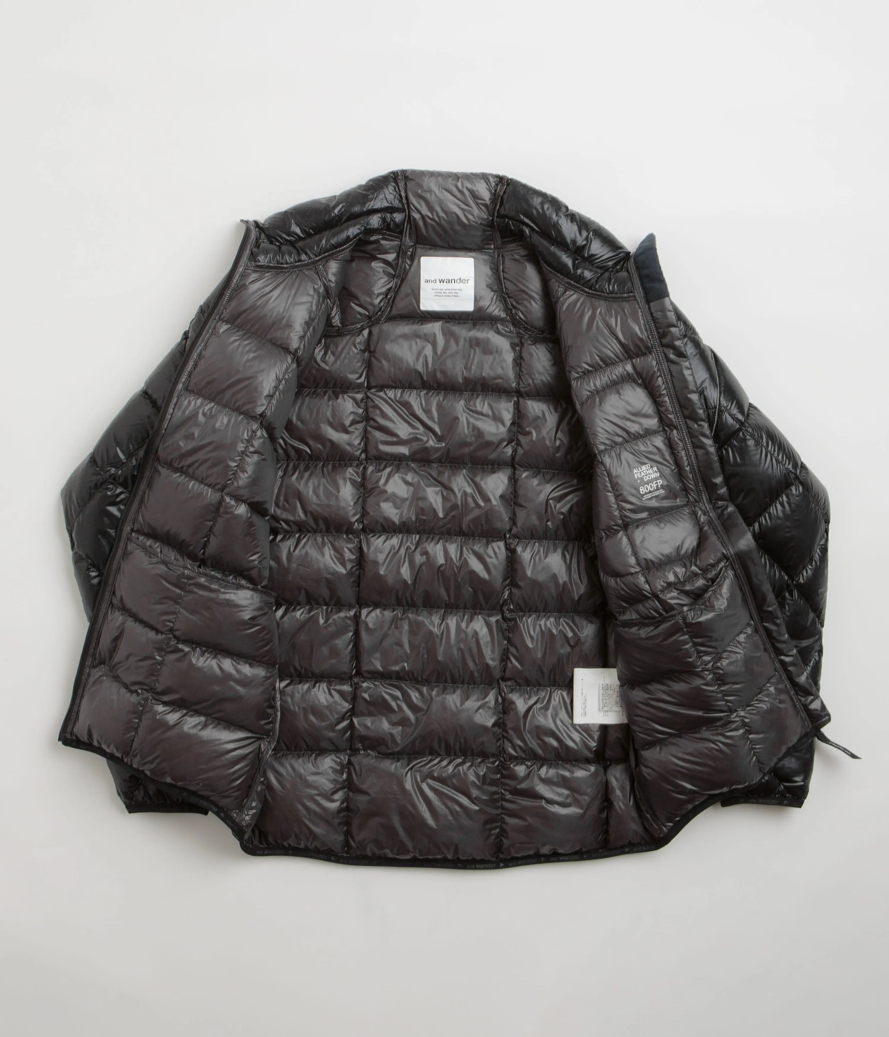 and wander Diamond Stitch Down Jacket - Black