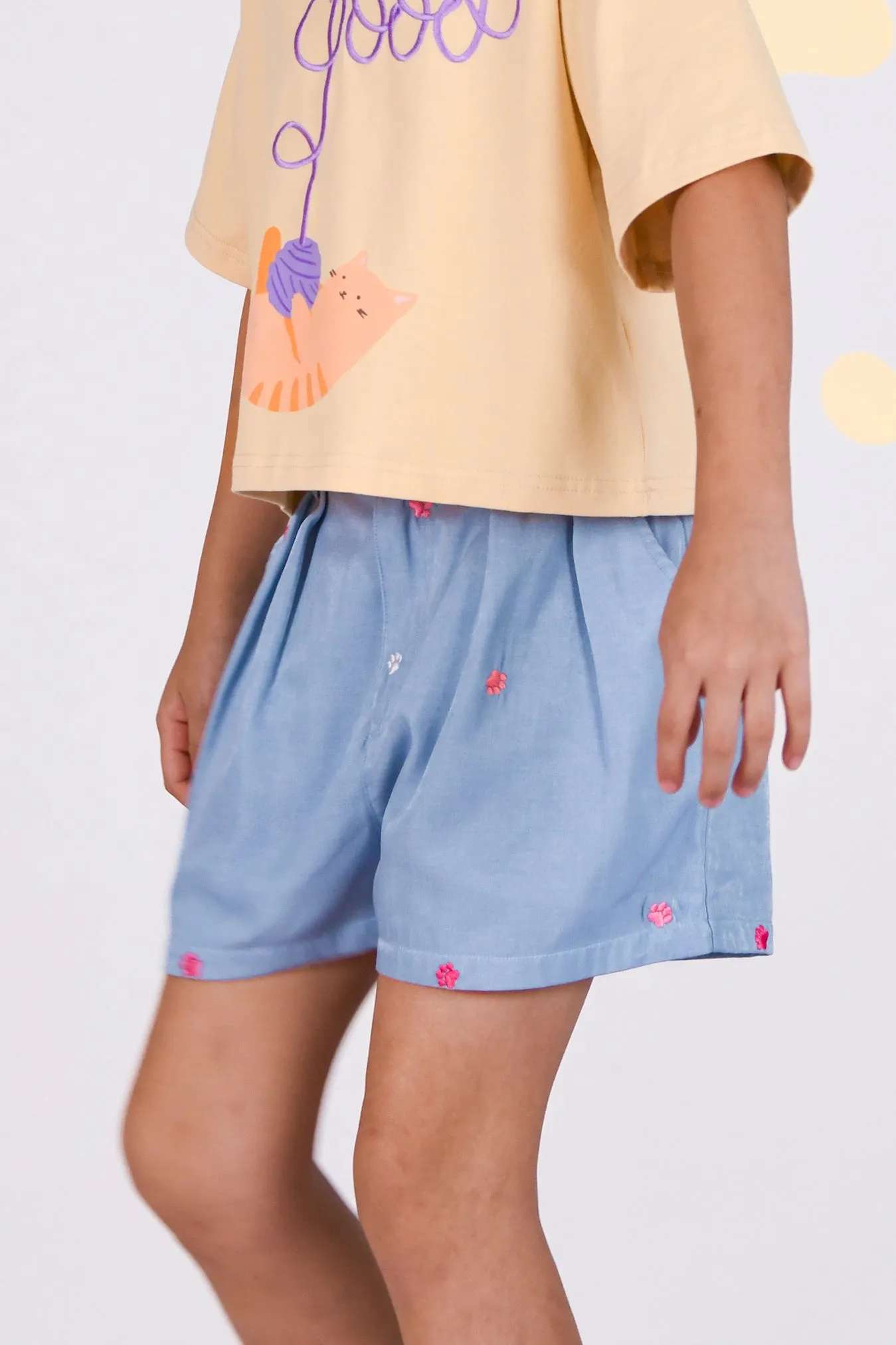 Bailey Shorts - Chambray Paws