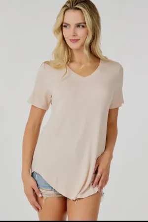 Basic Short Sleeve V Neck Top