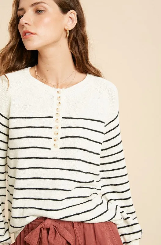 Bella Sweater in Black Stripes