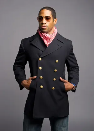 Black Gabardine Navy Peacoat