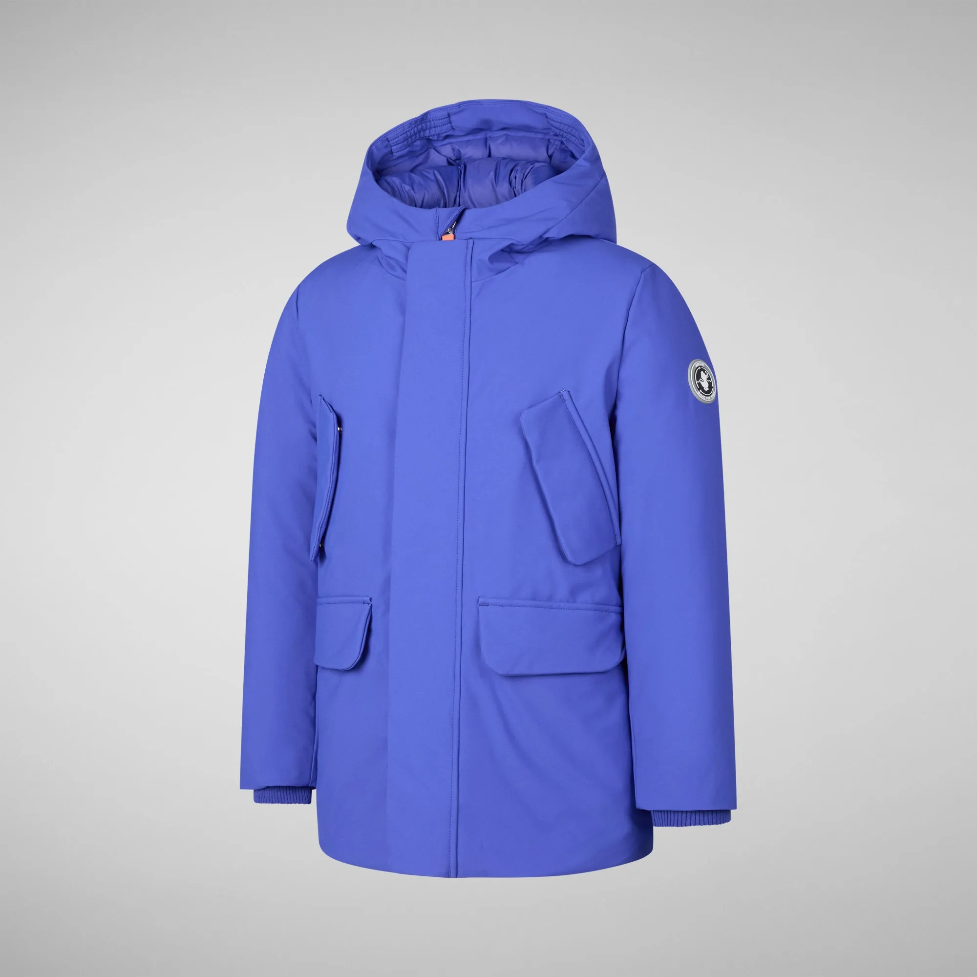 Boys' hooded parka Theo in gentian blue