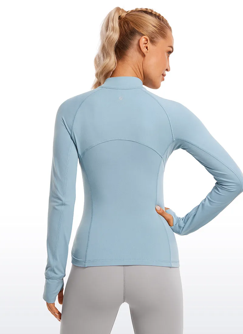 Brushed Half-Zip Long Sleeve with Thumbholes