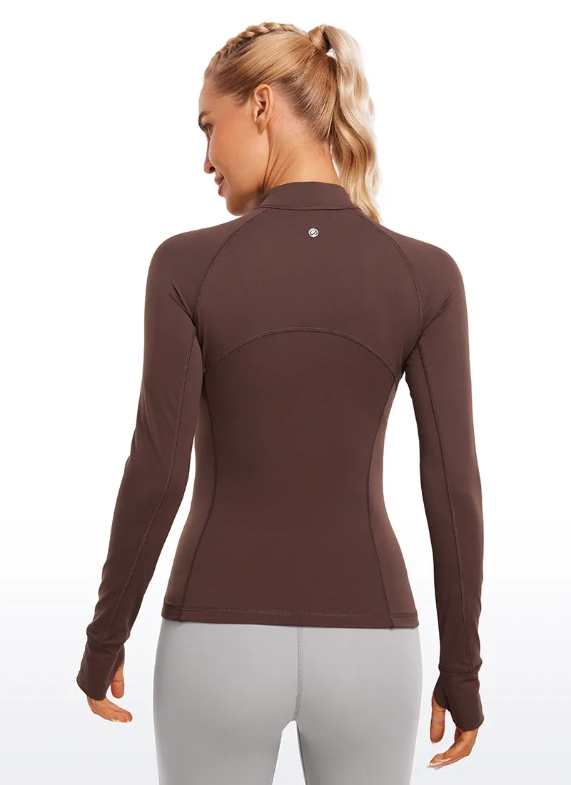 Brushed Half-Zip Long Sleeve with Thumbholes