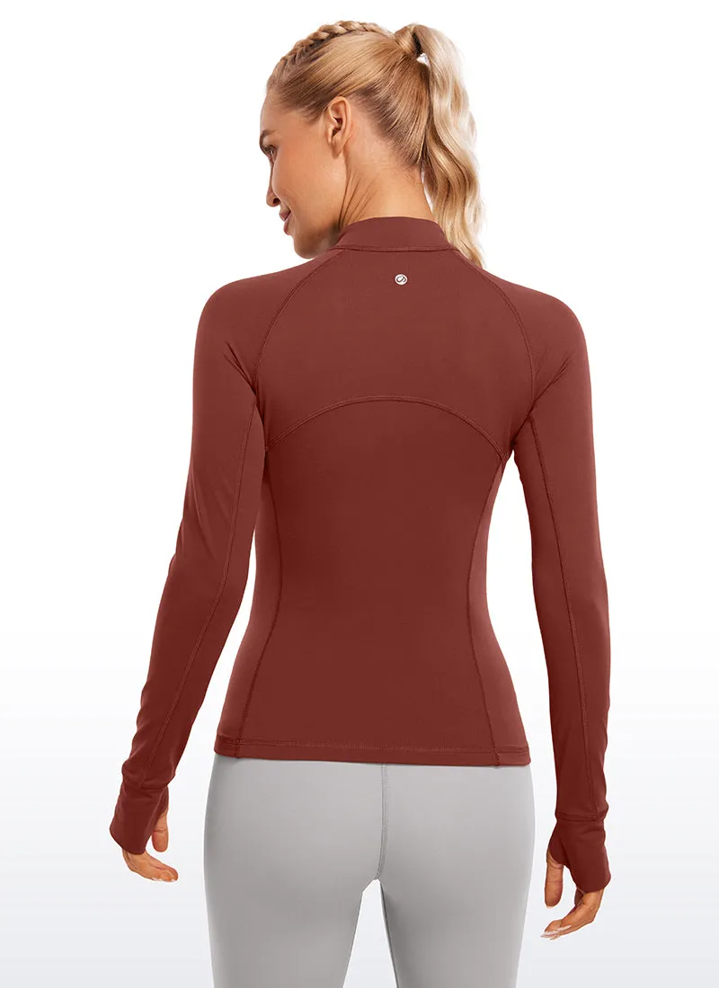 Brushed Half-Zip Long Sleeve with Thumbholes