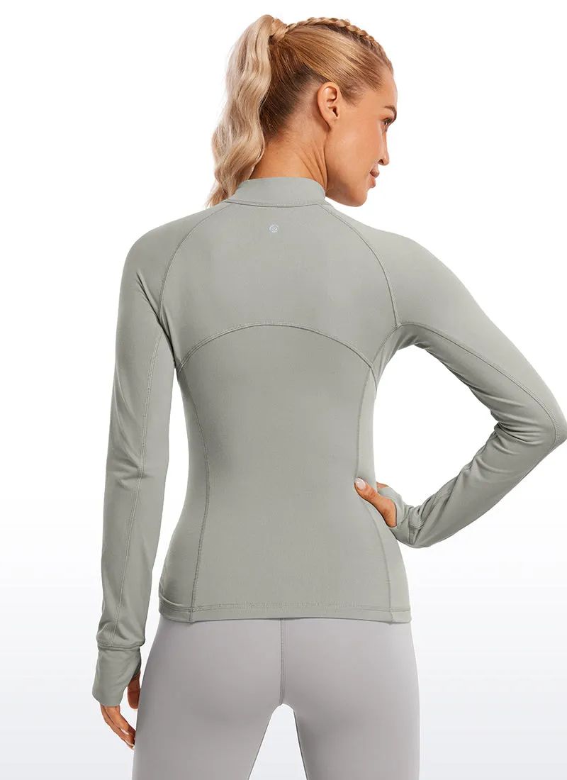 Brushed Half-Zip Long Sleeve with Thumbholes