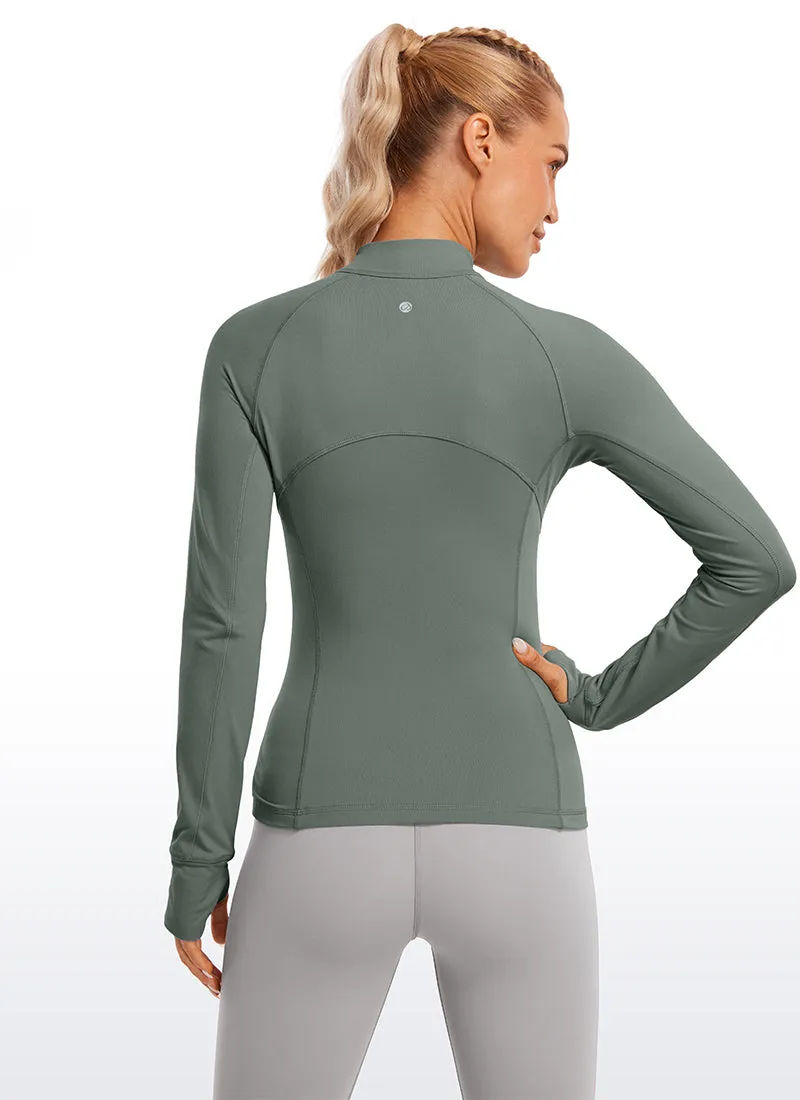 Brushed Half-Zip Long Sleeve with Thumbholes