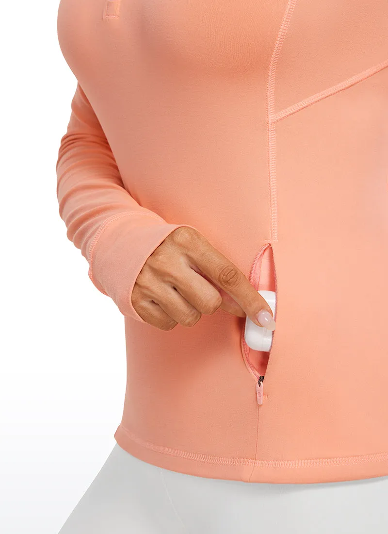 Brushed Half-Zip Long Sleeve with Thumbholes