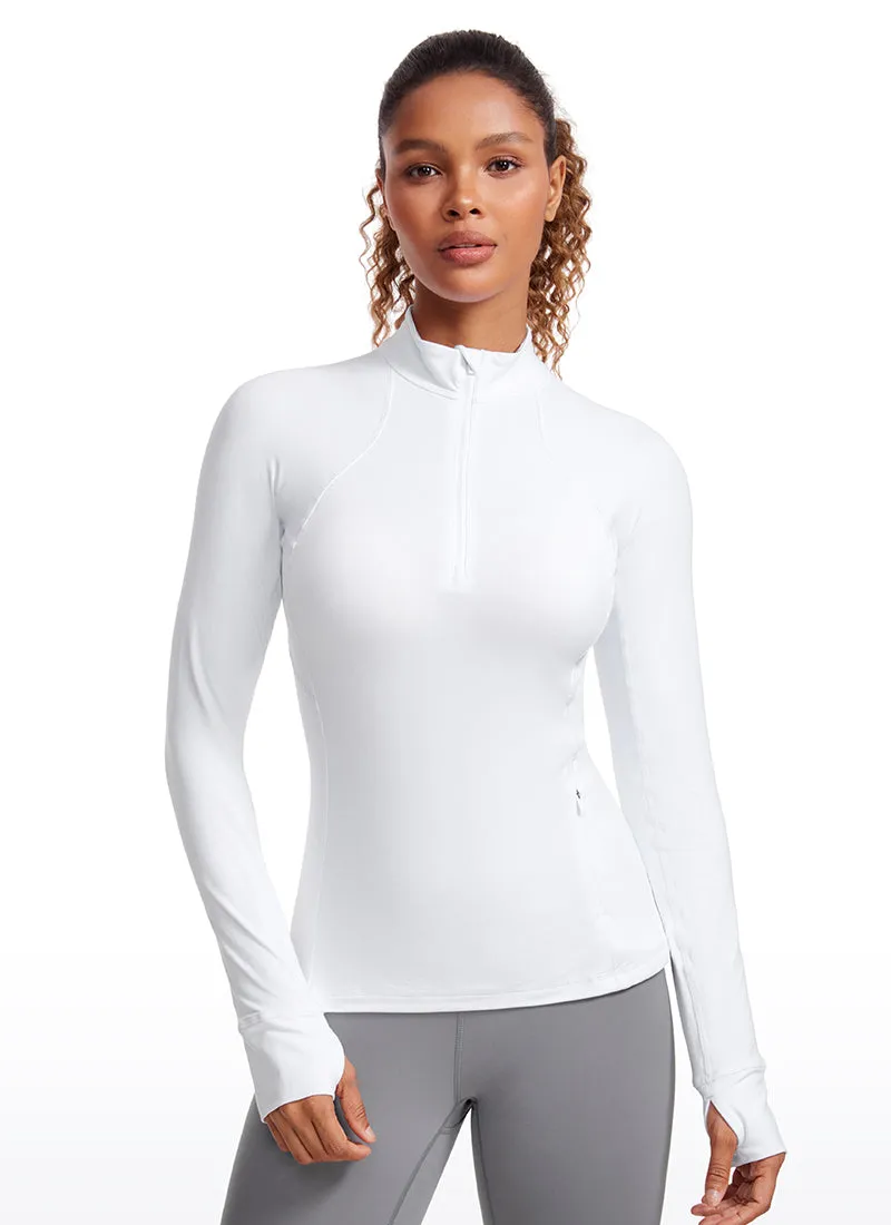 Brushed Half-Zip Long Sleeve with Thumbholes