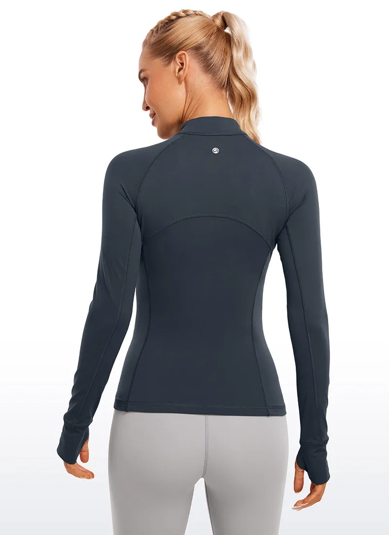 Brushed Half-Zip Long Sleeve with Thumbholes