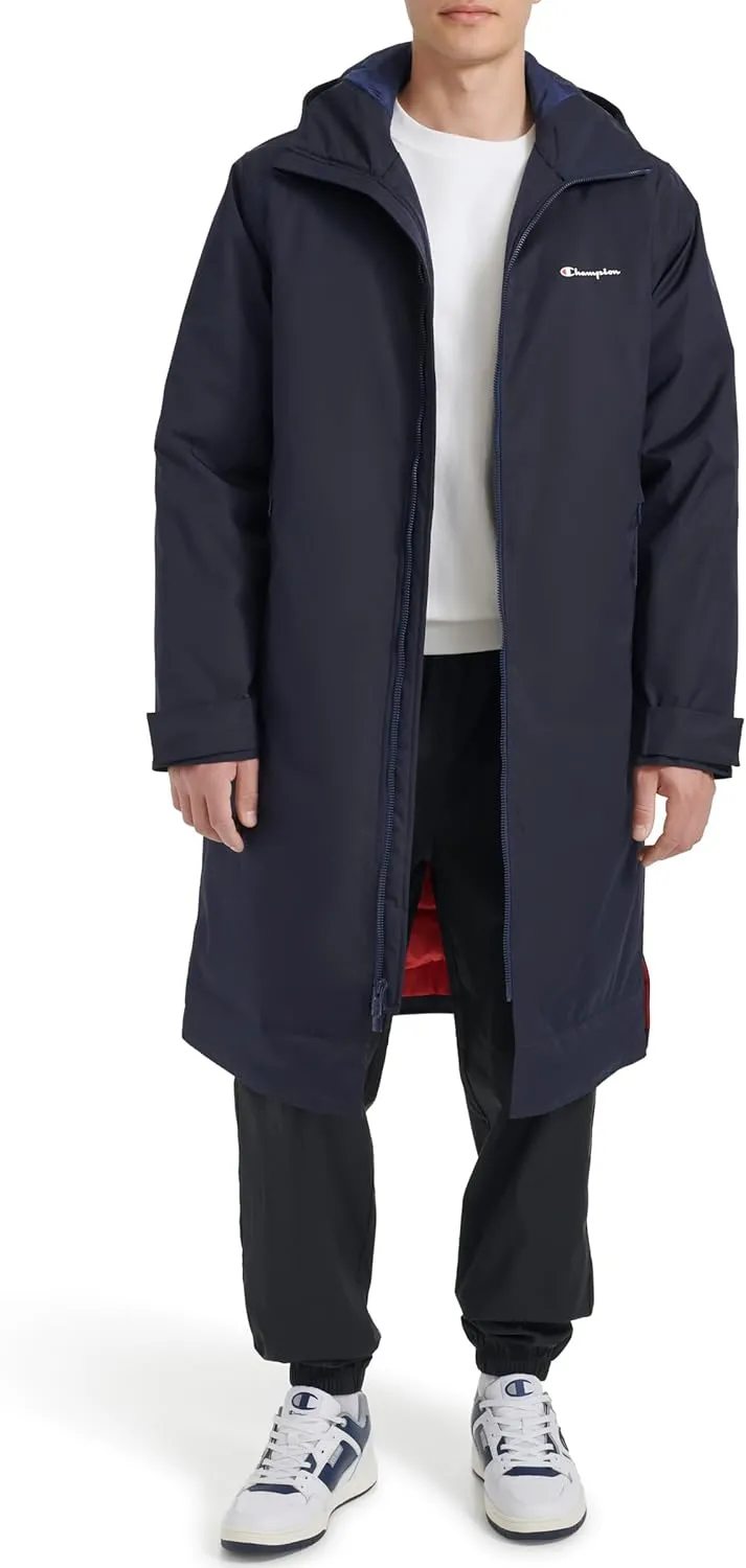 Champion Men's Full-Length Sideline Hooded Jacket with Quilted Lining