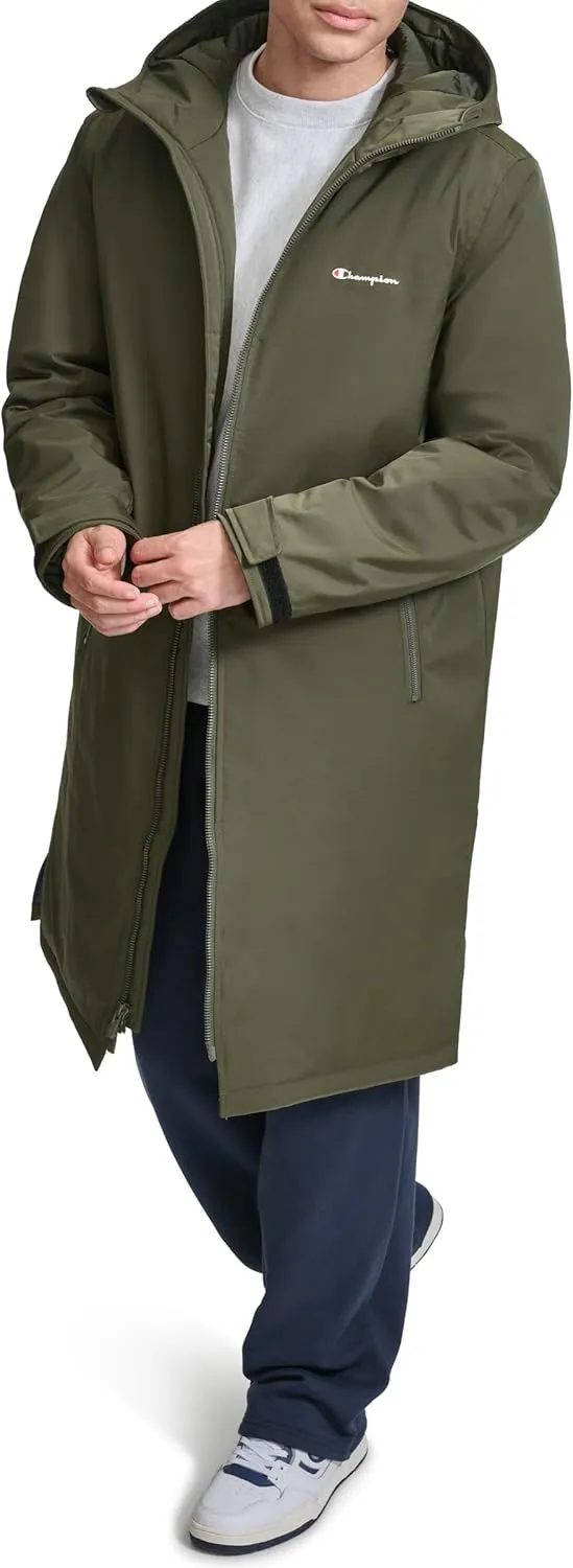 Champion Men's Full-Length Sideline Hooded Jacket with Quilted Lining