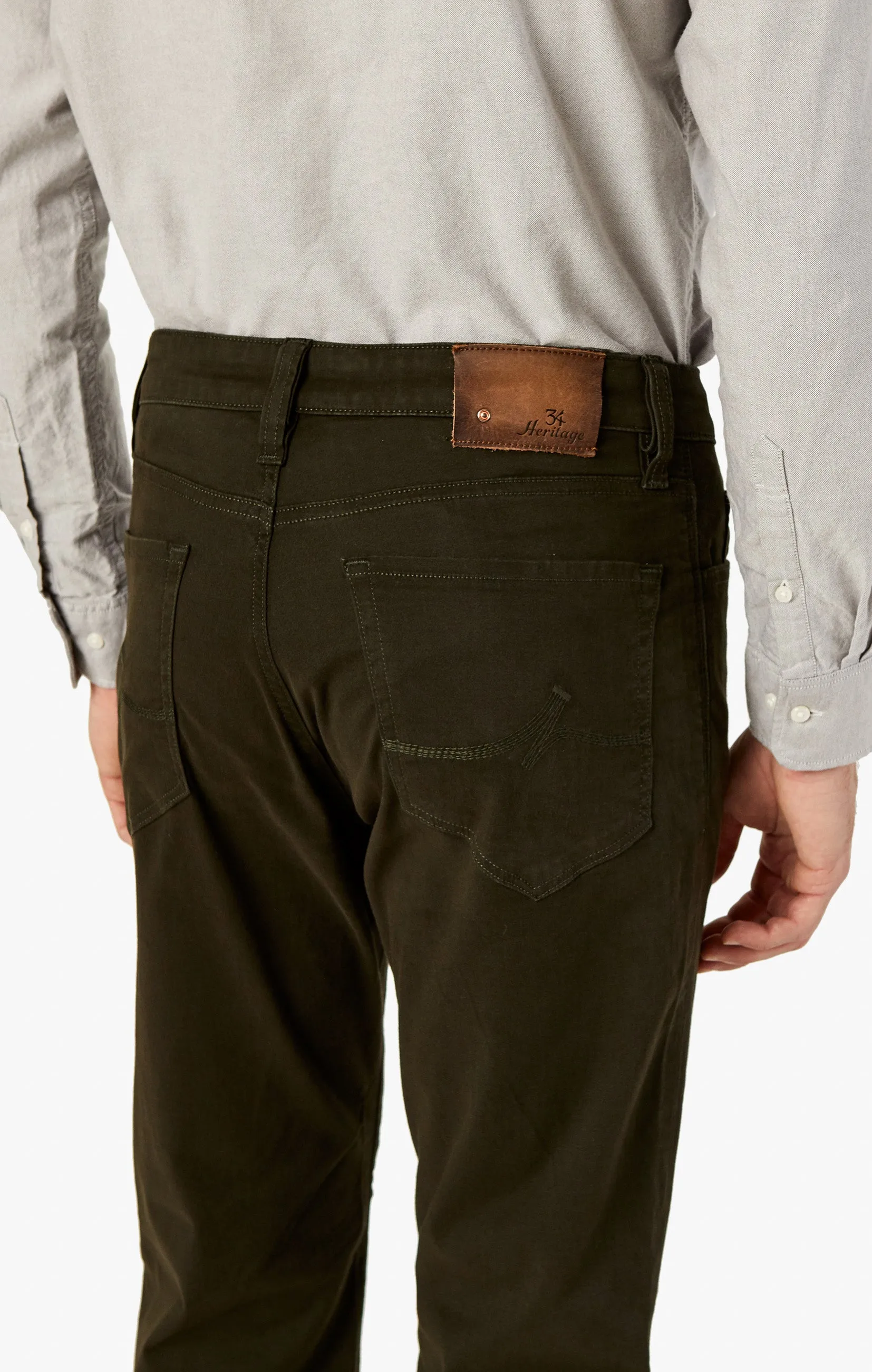 Charisma Relaxed Straight Pants in Dark Green Twill