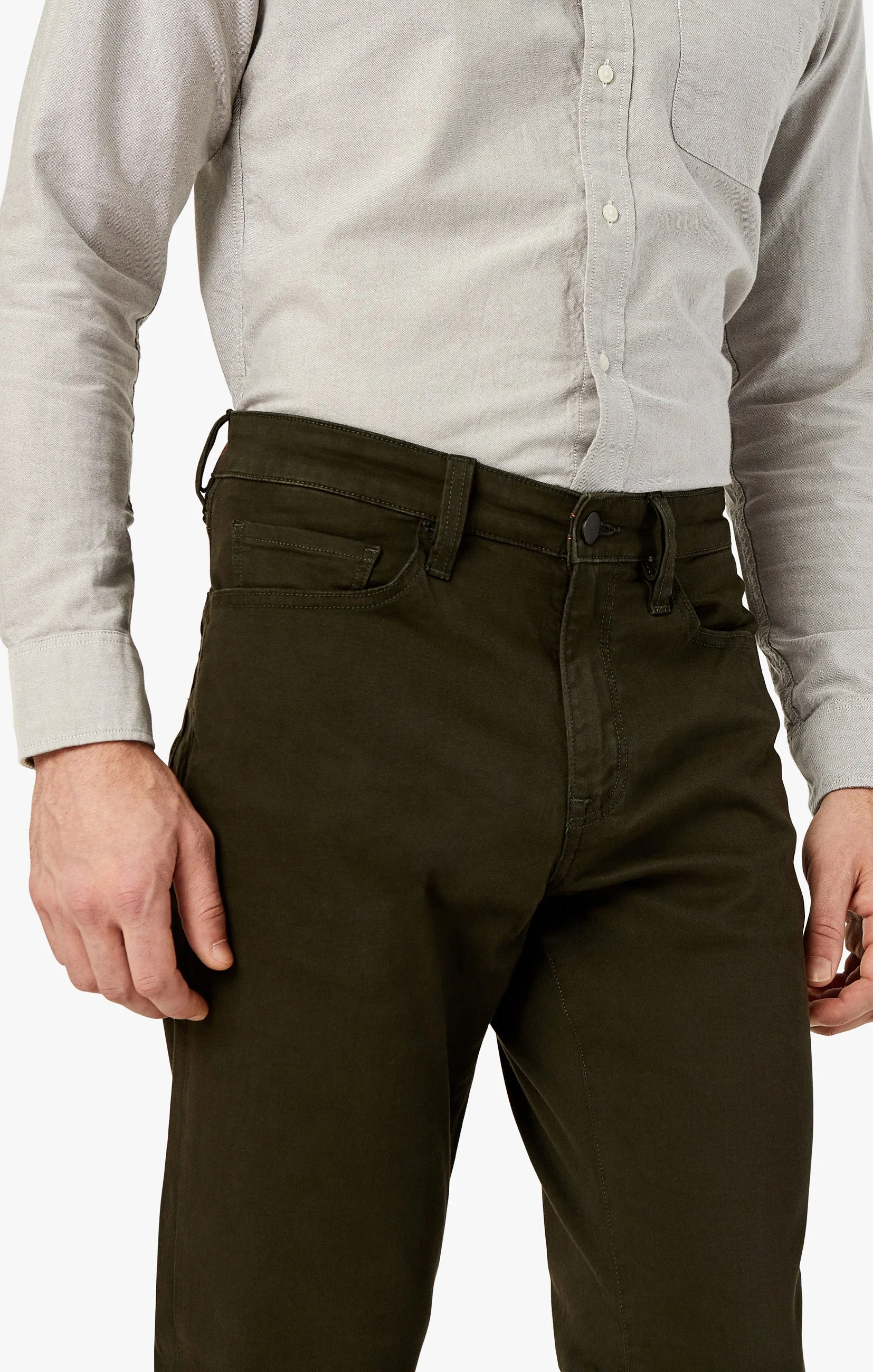 Charisma Relaxed Straight Pants in Dark Green Twill