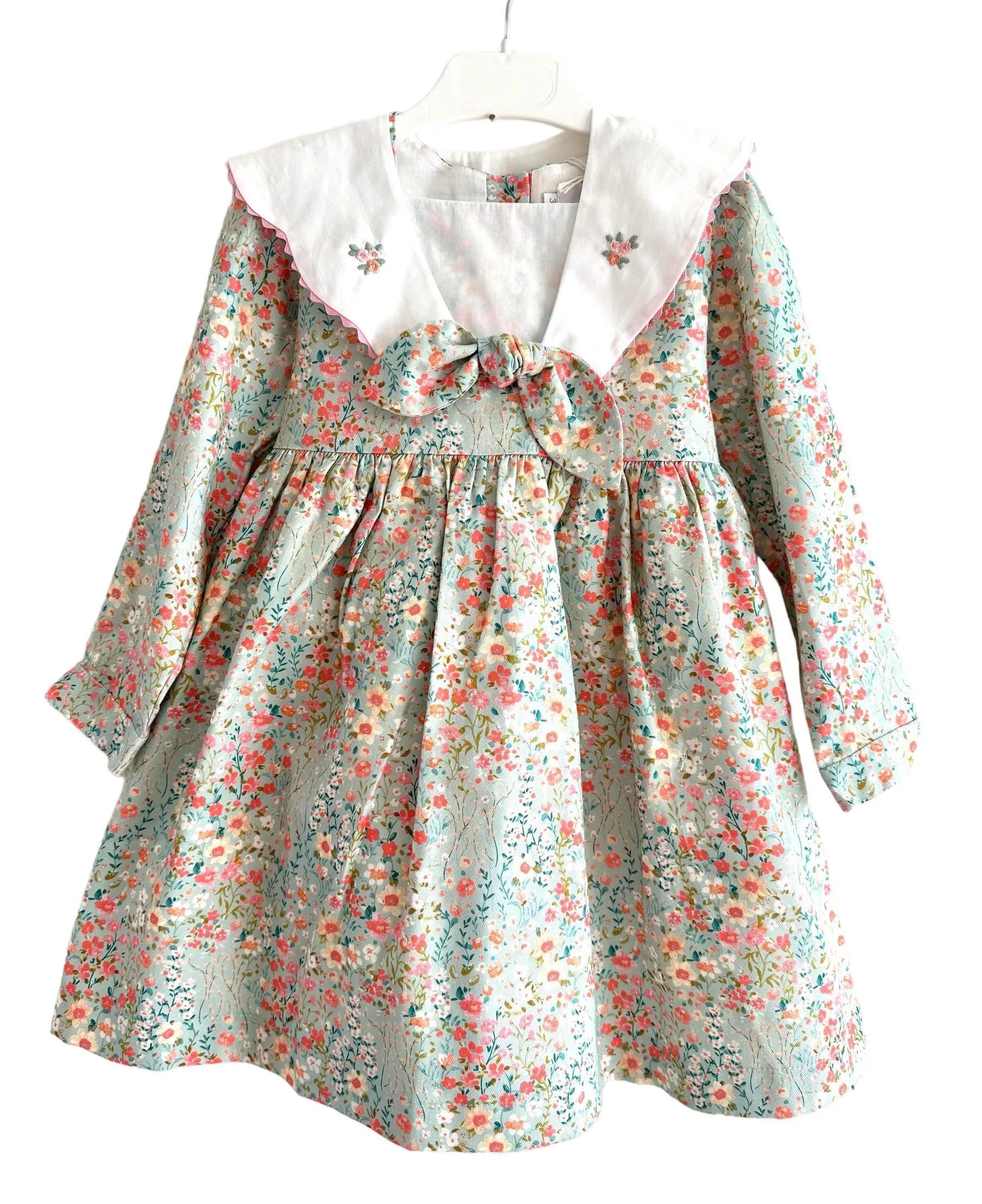 CLEARANCE SALE Sal & Pimenta - Girls Green & Multi Coloured Floral Lake Dress