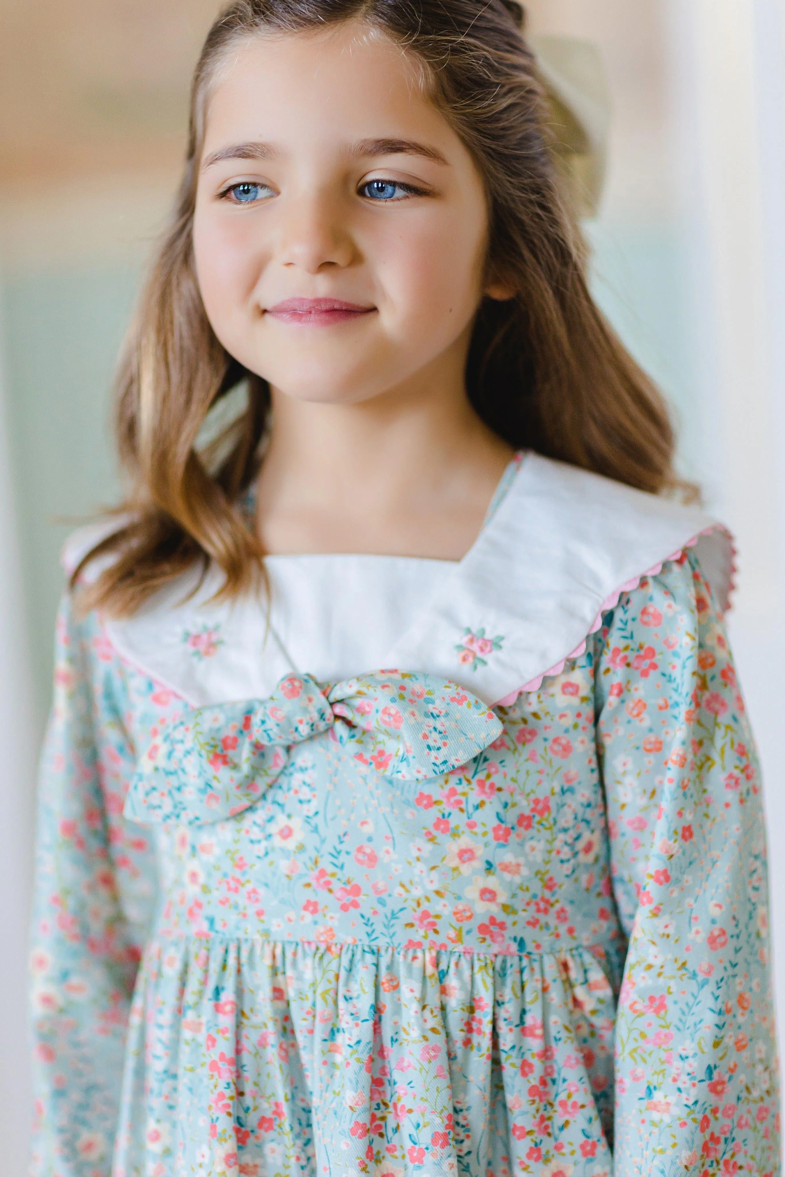 CLEARANCE SALE Sal & Pimenta - Girls Green & Multi Coloured Floral Lake Dress