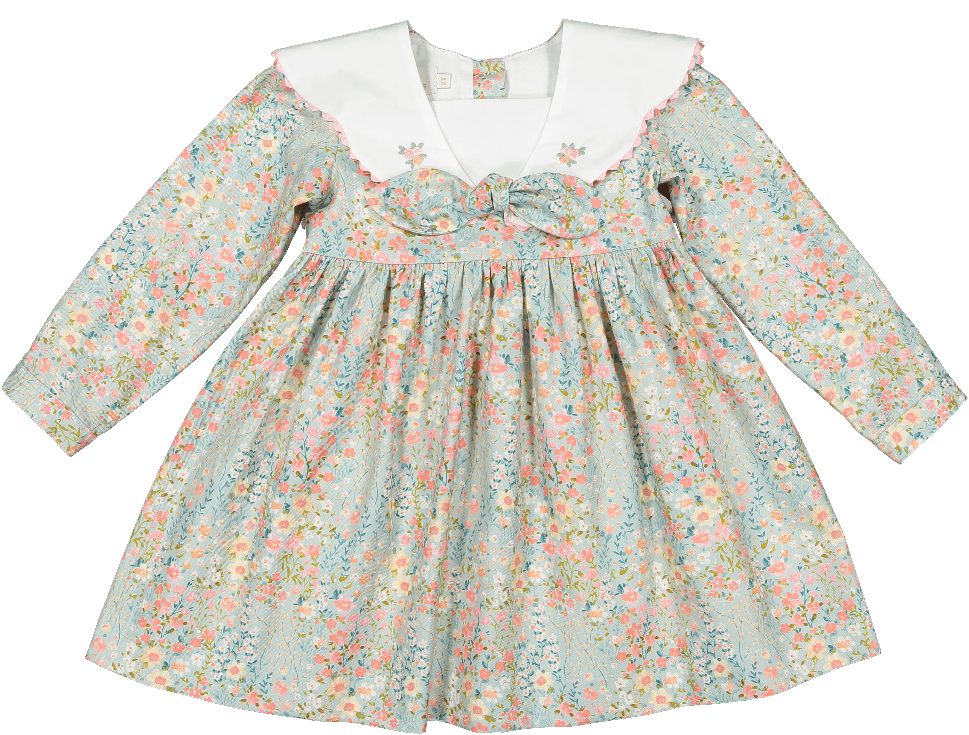 CLEARANCE SALE Sal & Pimenta - Girls Green & Multi Coloured Floral Lake Dress