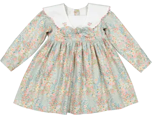 CLEARANCE SALE Sal & Pimenta - Girls Green & Multi Coloured Floral Lake Dress