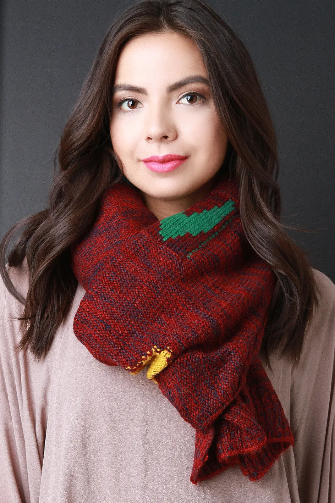 Colorful Patches Knitted Scarf