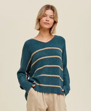 Esther Green Striped Sweater