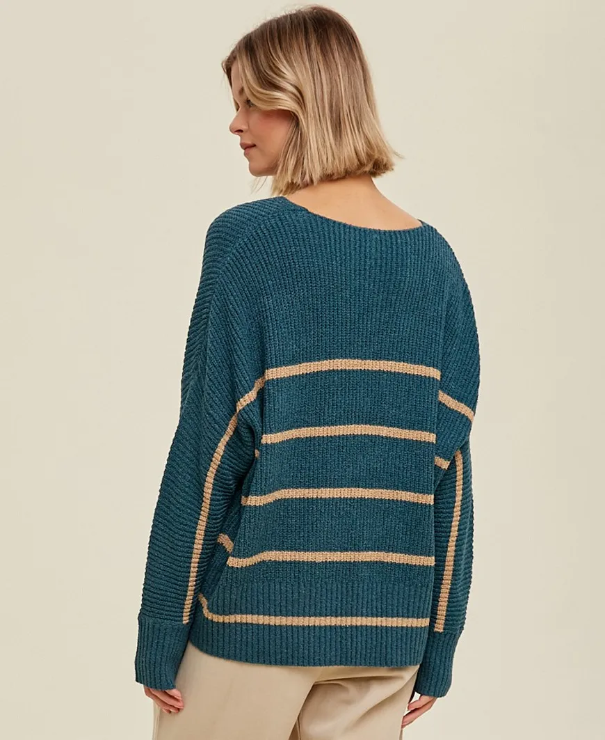 Esther Green Striped Sweater