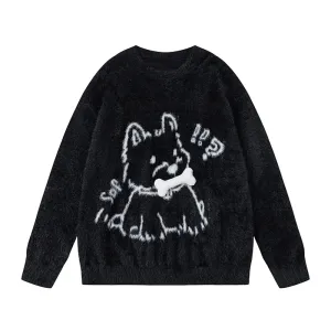 Faire Echo Winter Dog Pattern Sweater