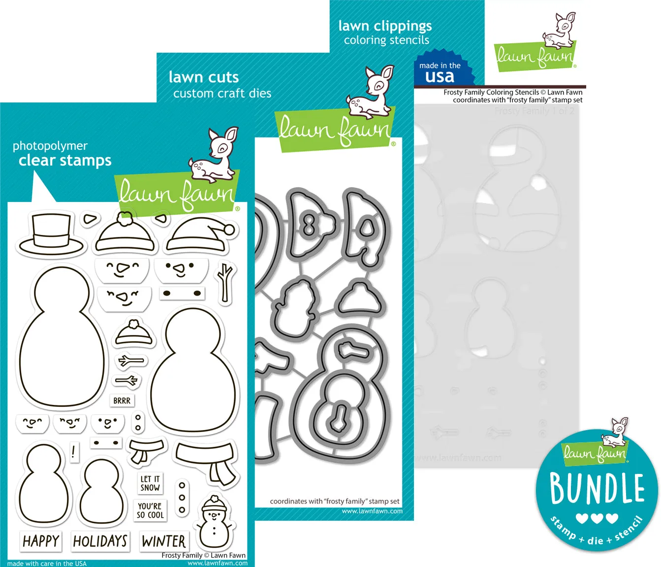 frosty family (stamp die coloring stencil bundle )