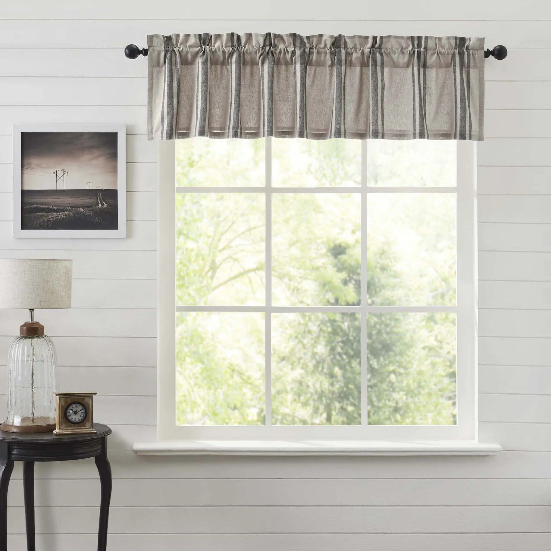 Grain Sack Charcoal Valance 16x72