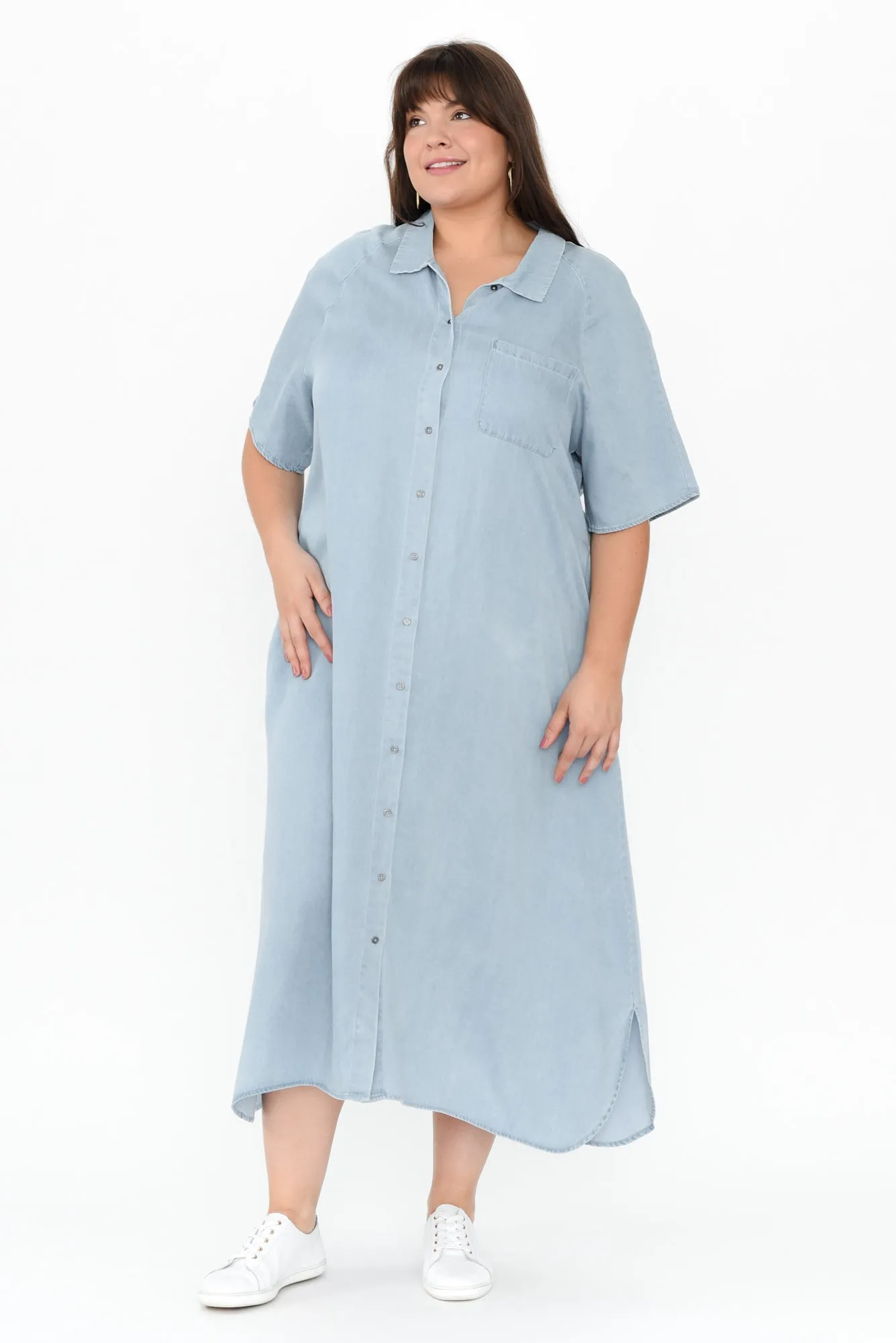 Josy Blue Chambray Shirt Dress