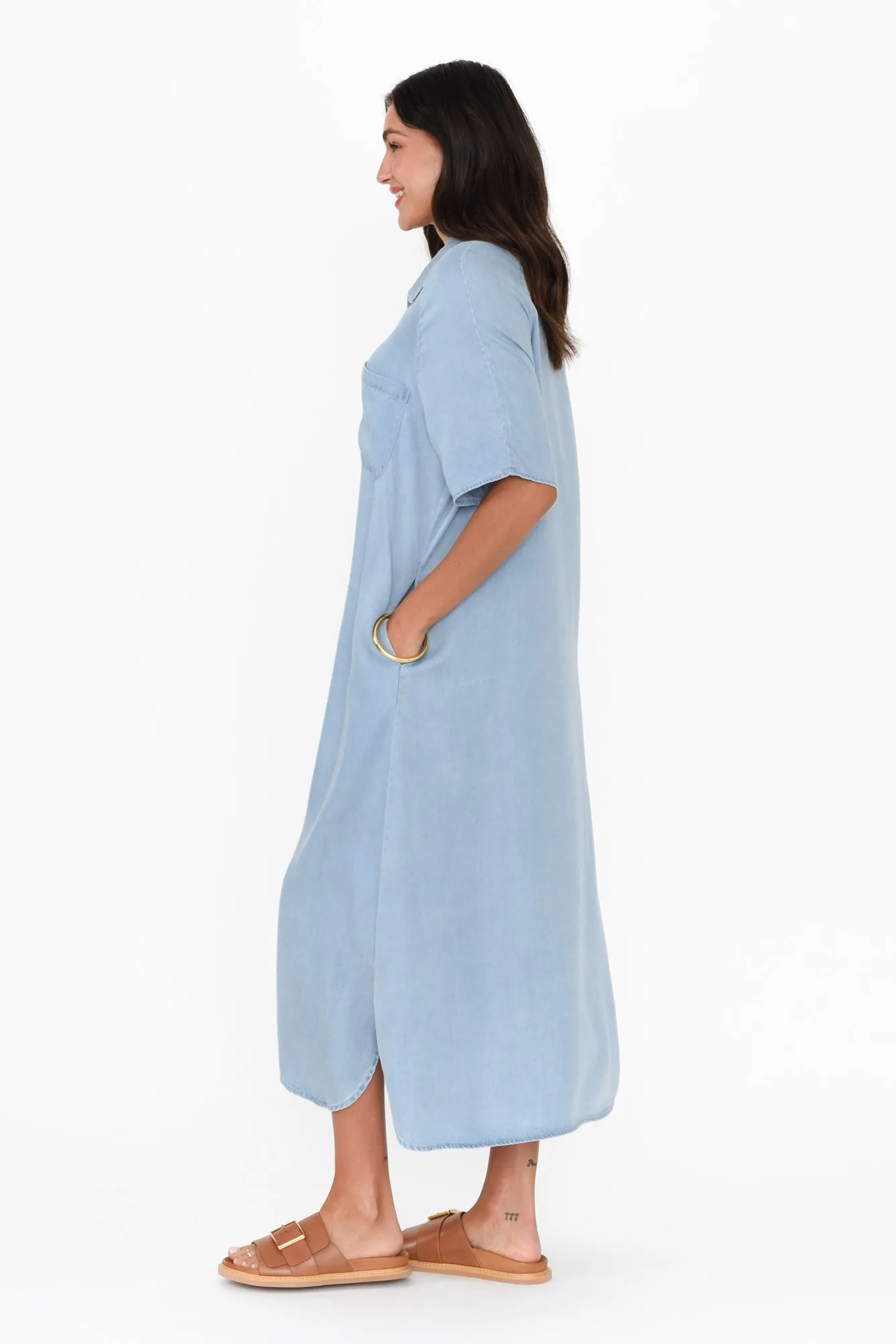 Josy Blue Chambray Shirt Dress