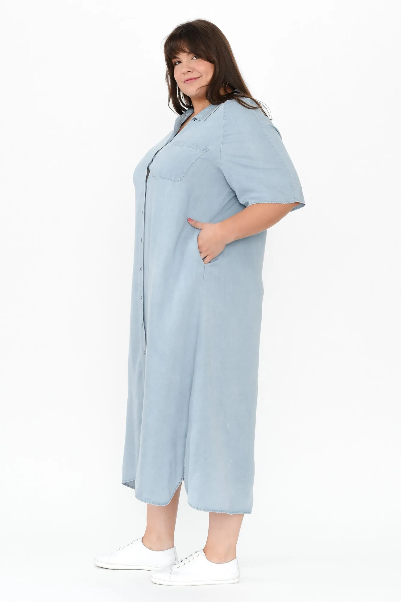 Josy Blue Chambray Shirt Dress