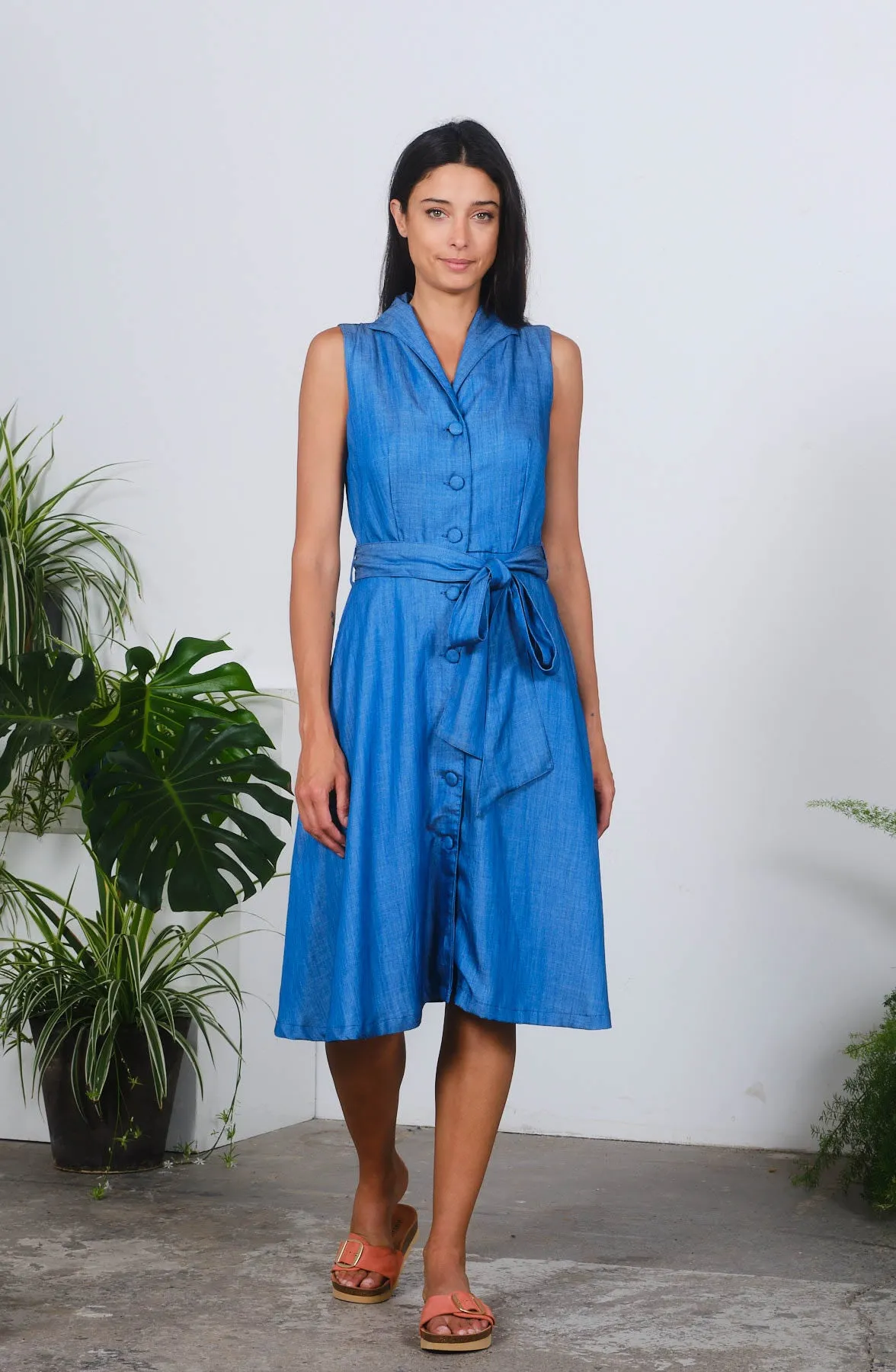 Kimberly Dress in Chambray Print