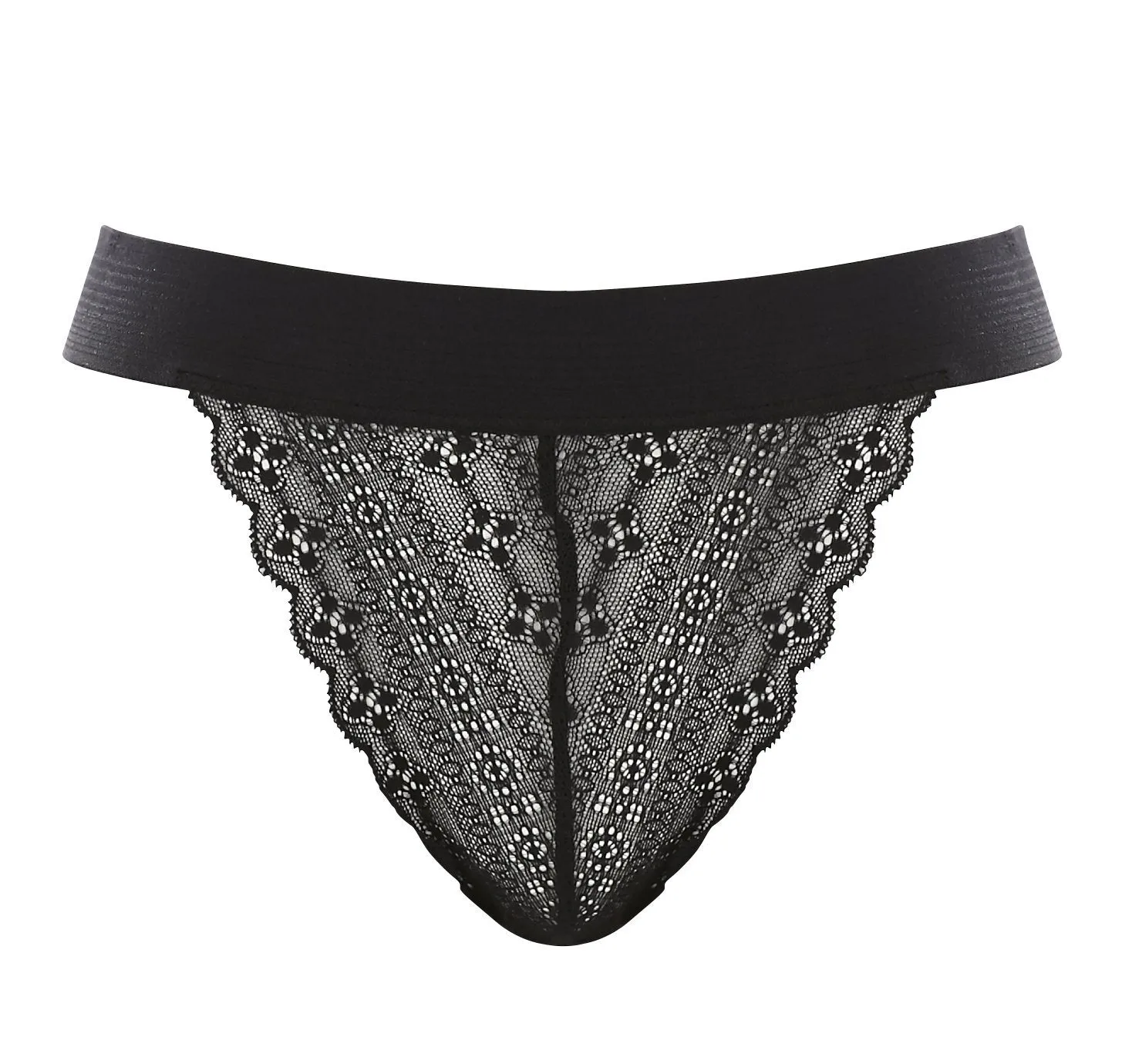 Lace tanga [Black]