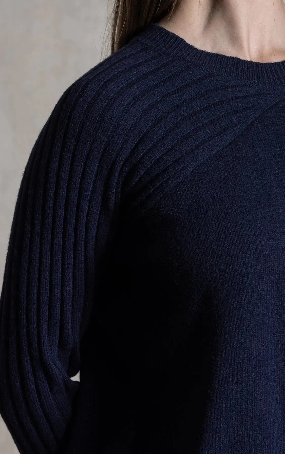 LAMBSWOOL RIB SLEEVE CREW