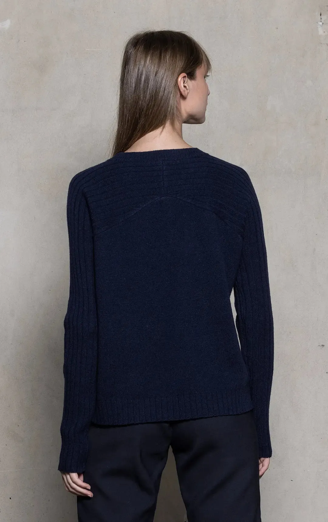 LAMBSWOOL RIB SLEEVE CREW