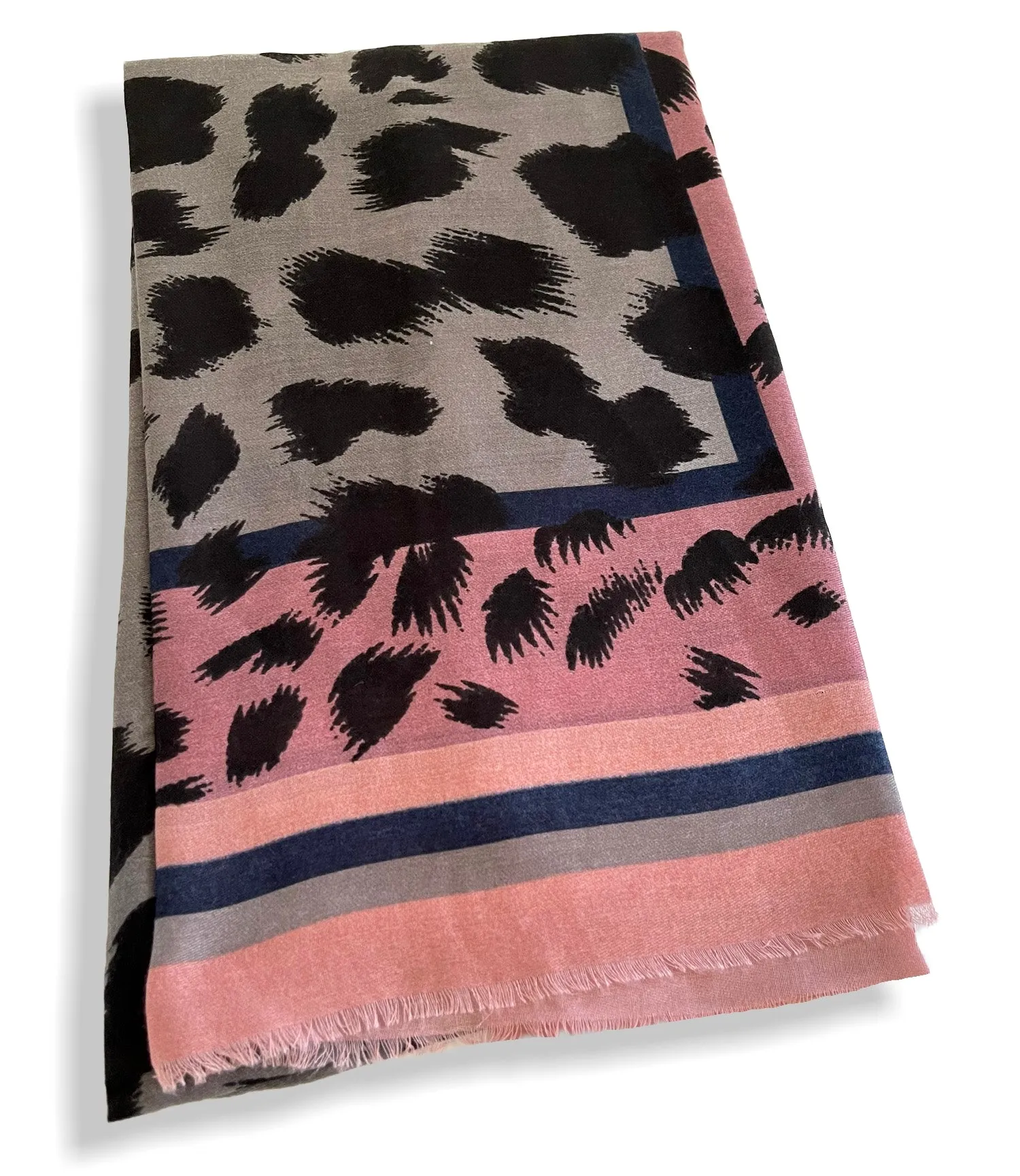 LARGE PINK STRIPE LEOPARD PRINT SCARF