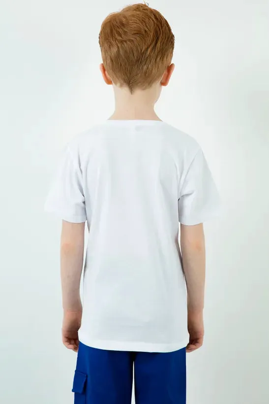 Lela Boy's White 100% Cotton T-Shirt