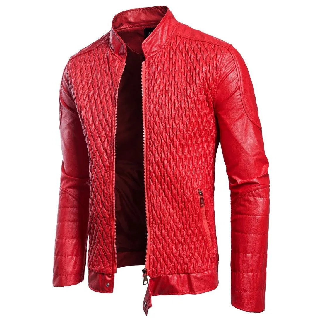 Long Sleeve Zipper Leather Cardigan Jacket  Stylish & Warm Leather Coat