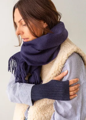 Luxury Cashmere Wrist Warmers - Navy Blue