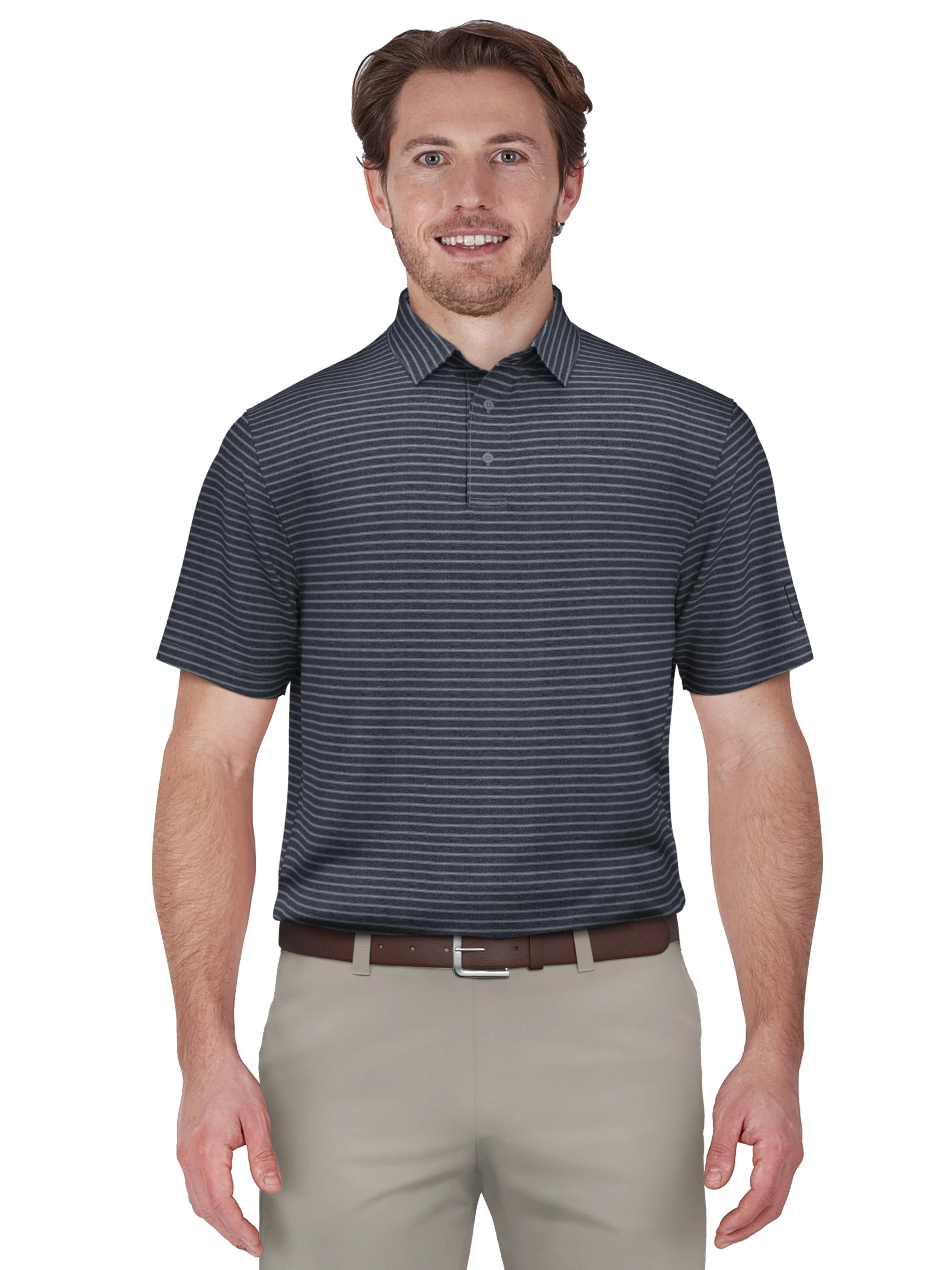 Men's Heather Feeder Stripe Golf Polo