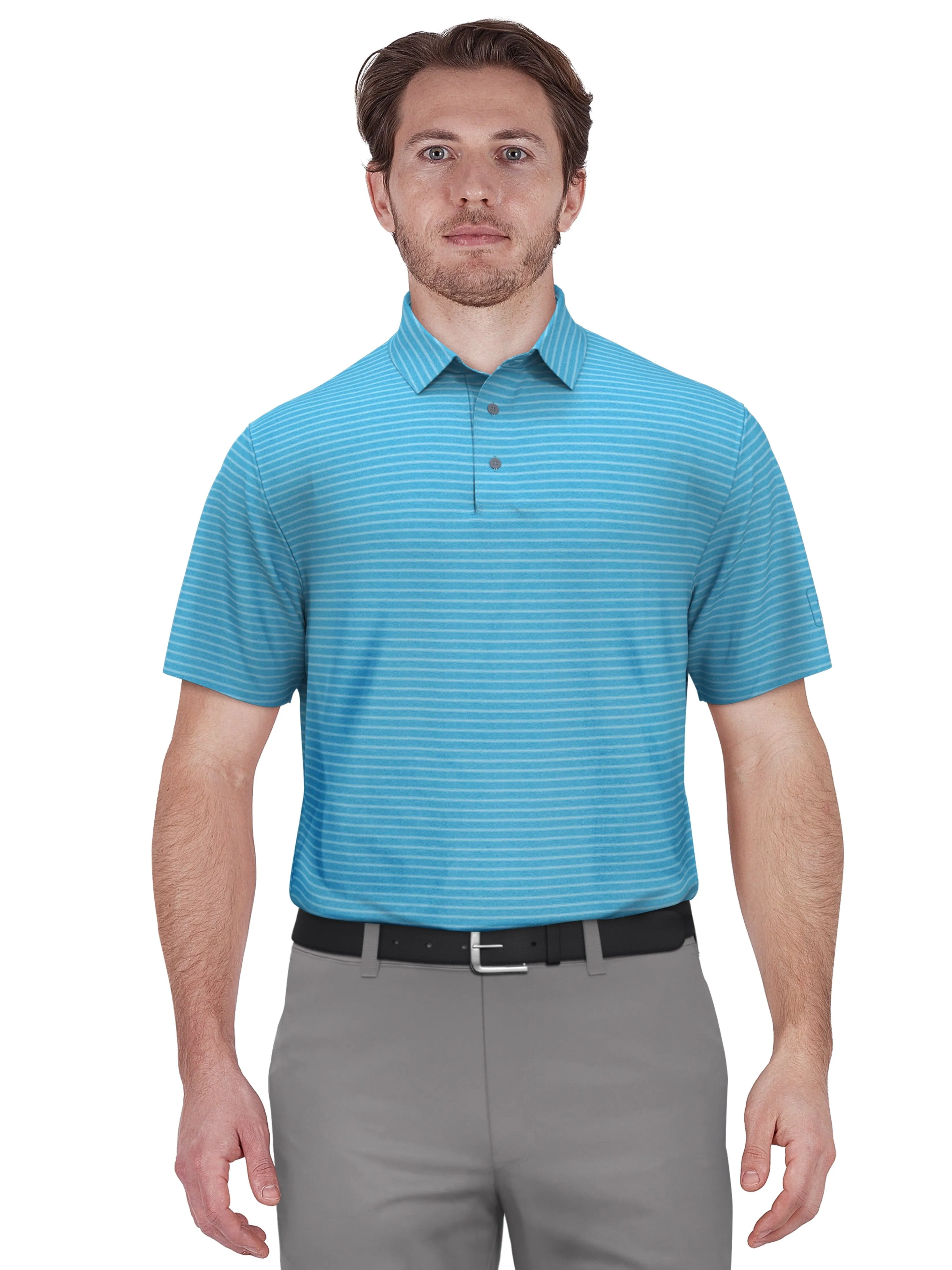 Men's Heather Feeder Stripe Golf Polo