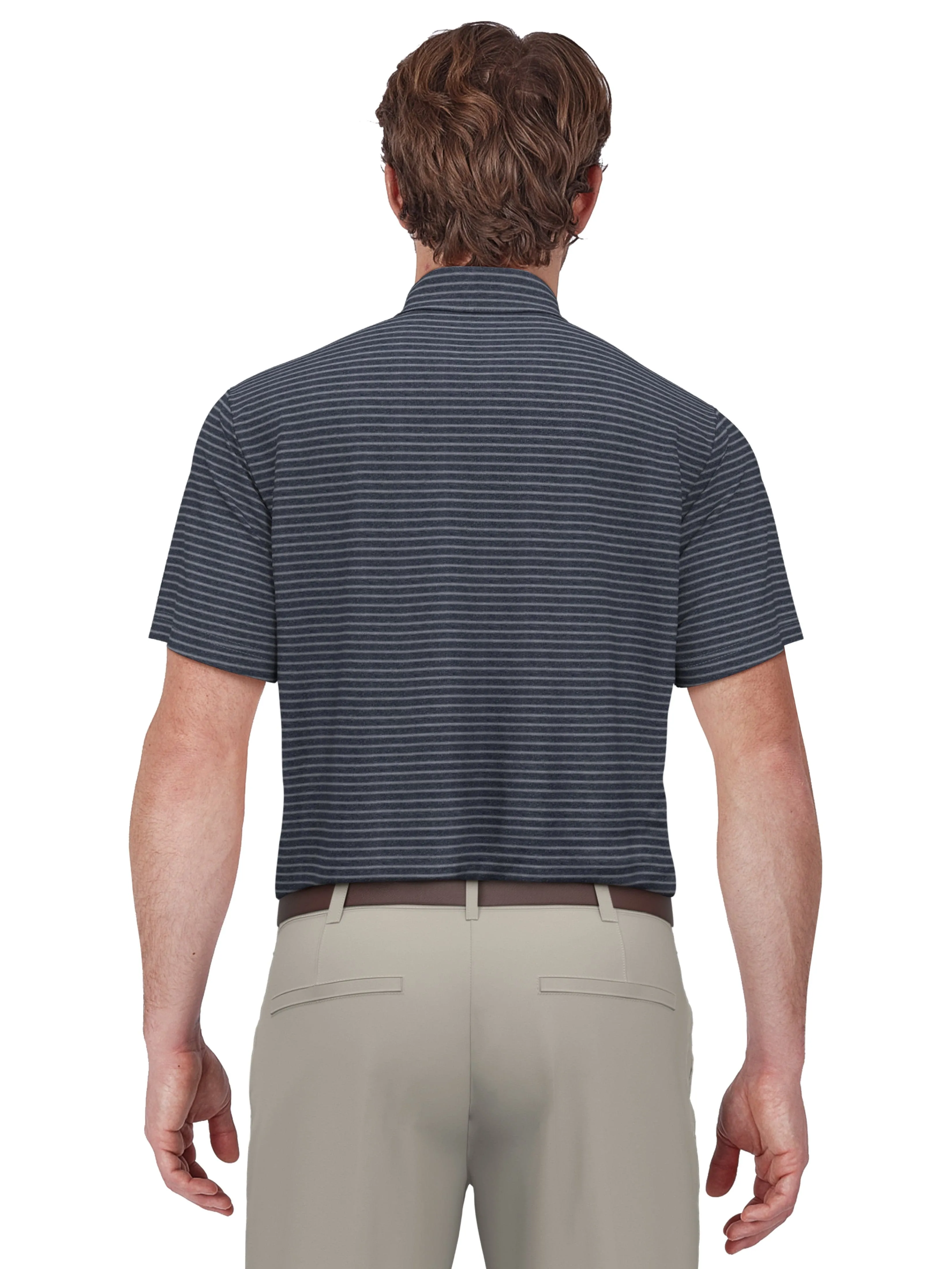 Men's Heather Feeder Stripe Golf Polo