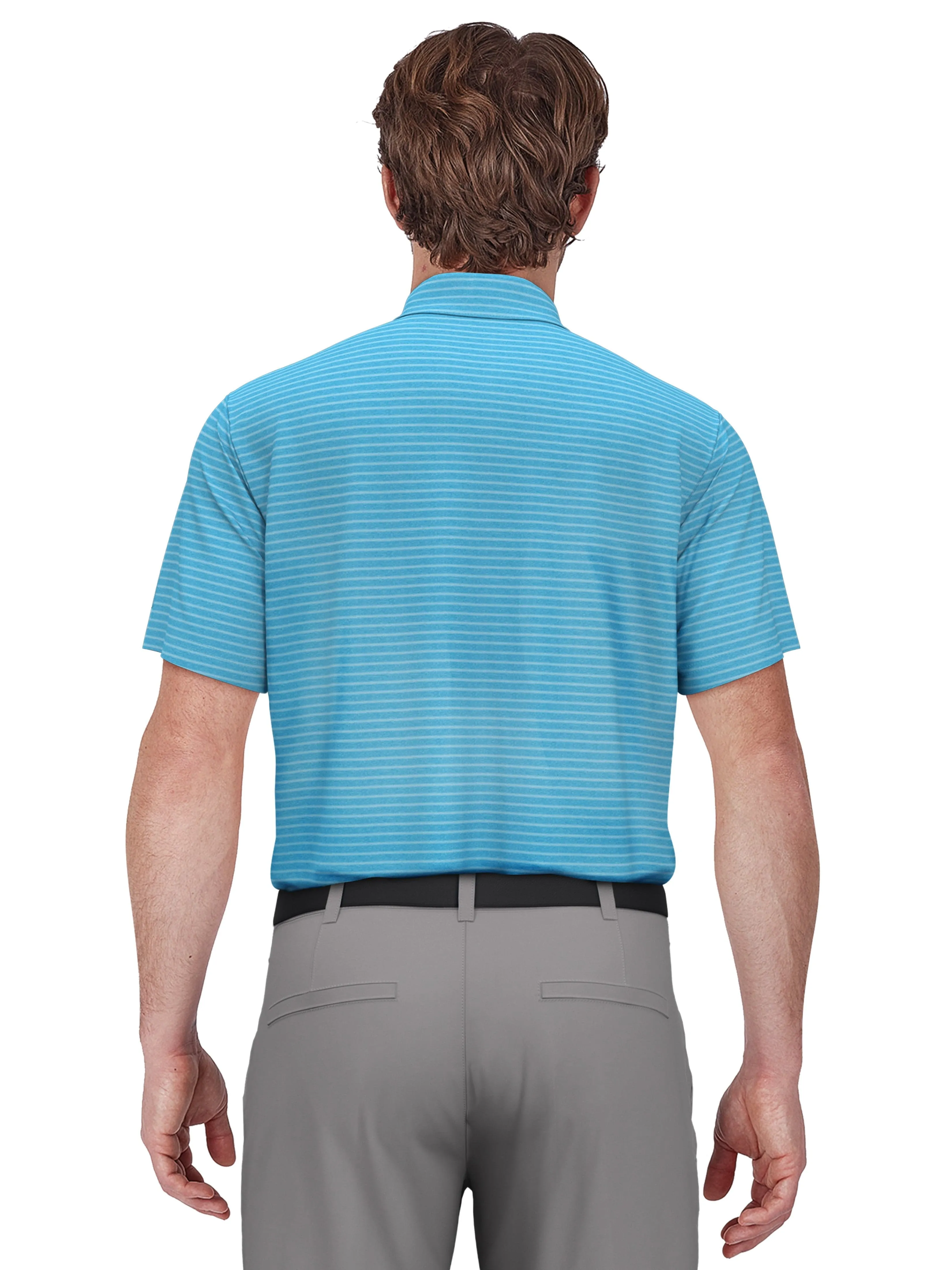 Men's Heather Feeder Stripe Golf Polo