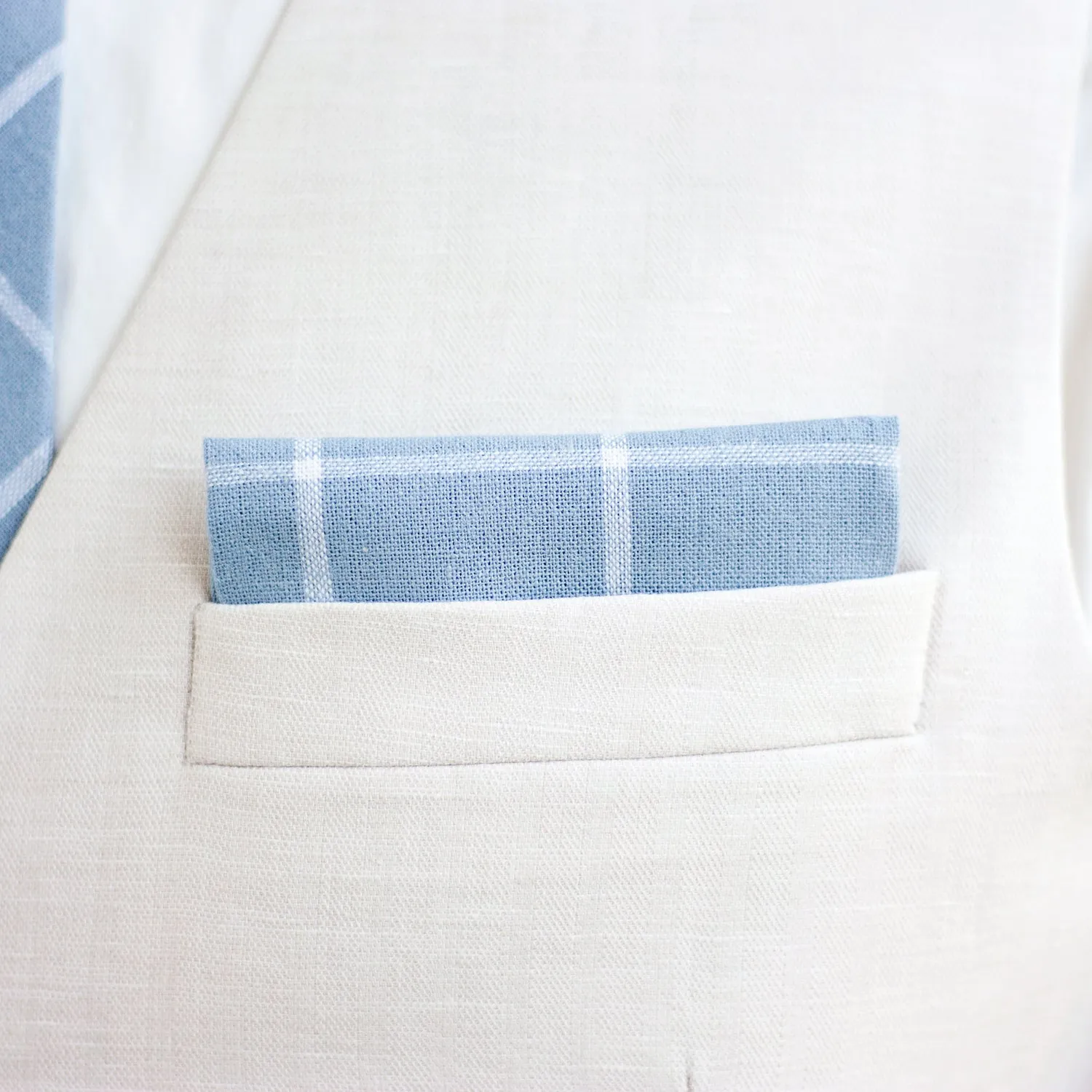 Men's Necktie / Chambray Linen Window Pane