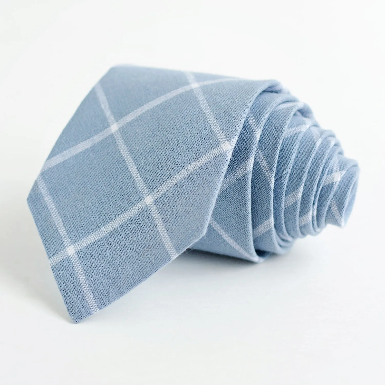 Men's Necktie / Chambray Linen Window Pane