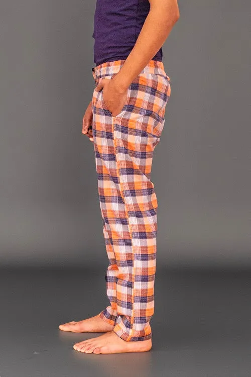 Men's Summer Check Pants-Orange