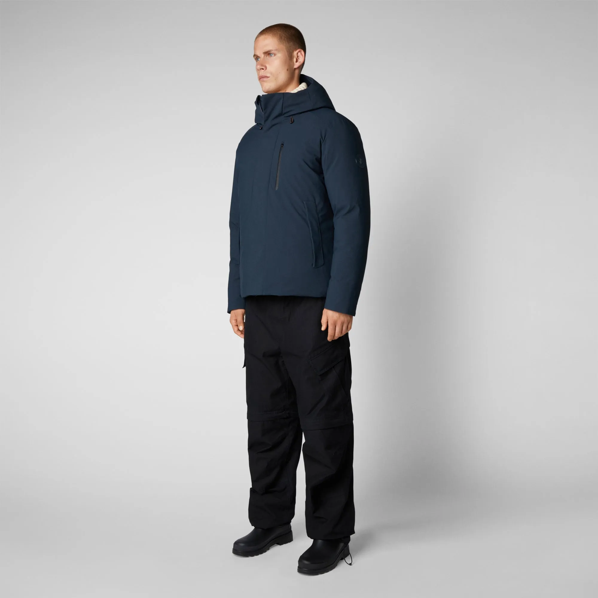 Men's Ulmus Hooded Parka in Blue Black