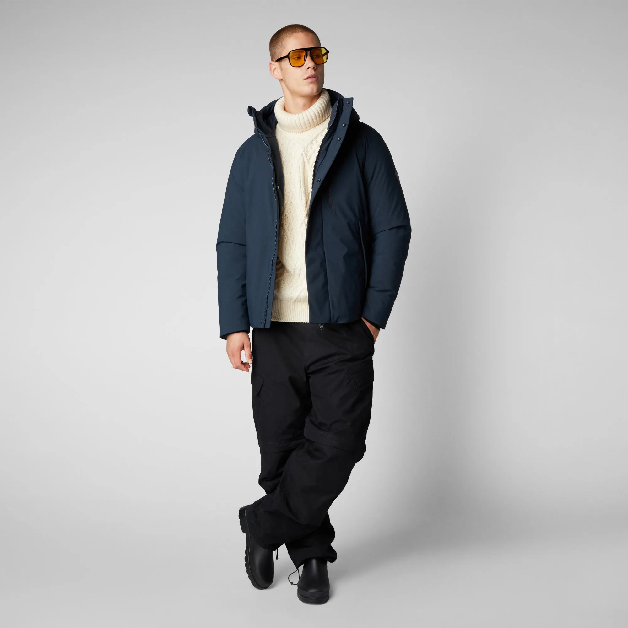 Men's Ulmus Hooded Parka in Blue Black